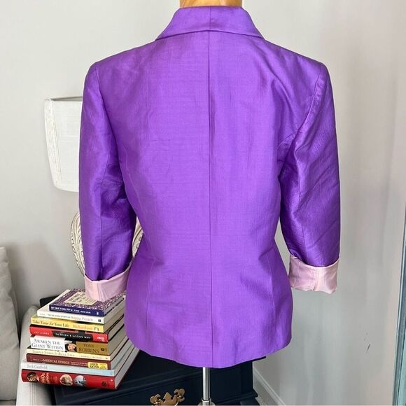 Javier Larrainzar Madrid Couture Purple Silk Dress blazer/Jacket size 44 - Picture 5 of 11